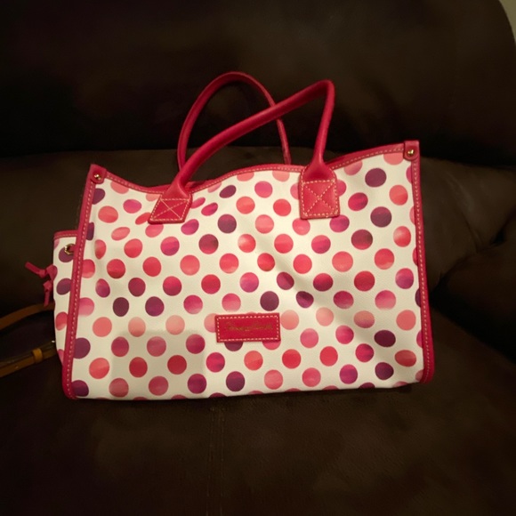 Dooney and Bourke Hot Pink Polka Dot Leather Tote-Excellent Condition - Picture 1 of 6